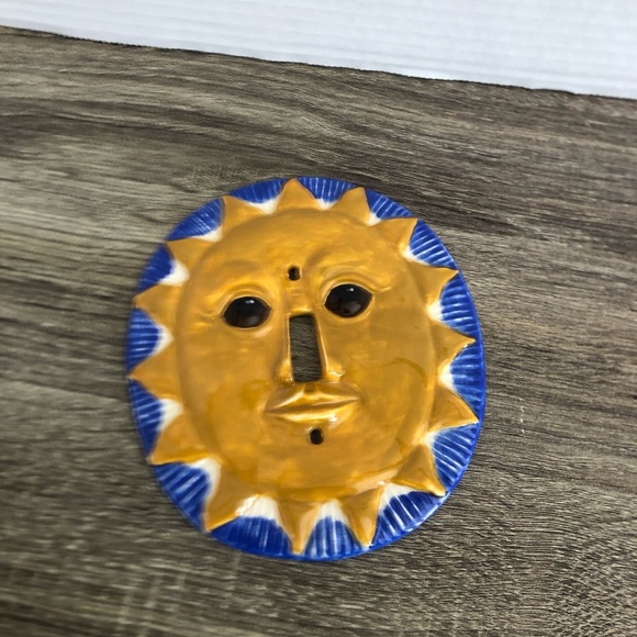 Vtg Hand Painted Sun Switch Plate Cover - Picture 3 of 7